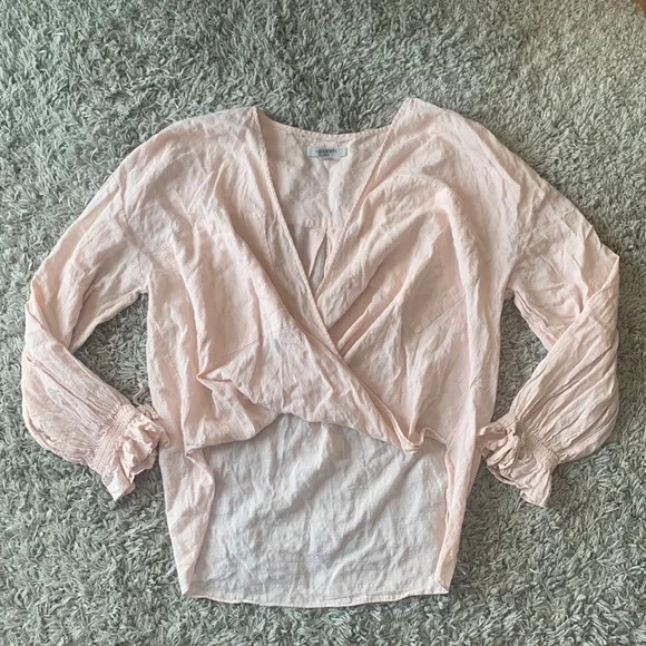 ALL SAINTS Crossover High Lo Flowy Blouse Blush Pink - Picture 2 of 16
